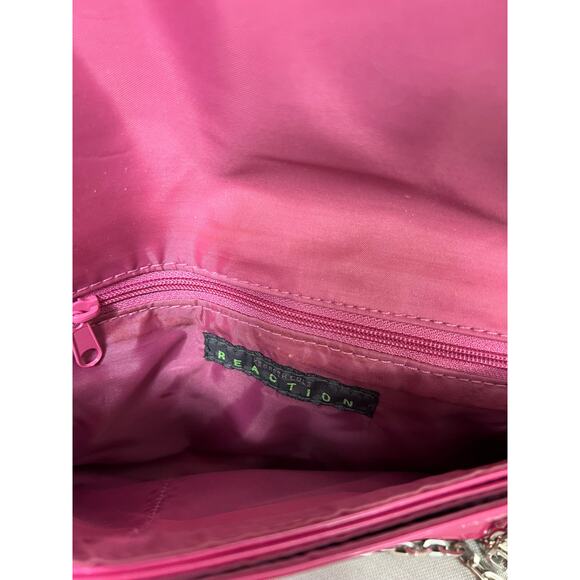 Kenneth Cole Reaction Hot Pink Handbag with Rhinestone Buckle Chain Strap - Picture 6 of 10